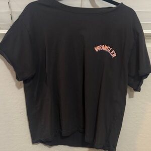 Wrangler Black Tee with Pink Lettering